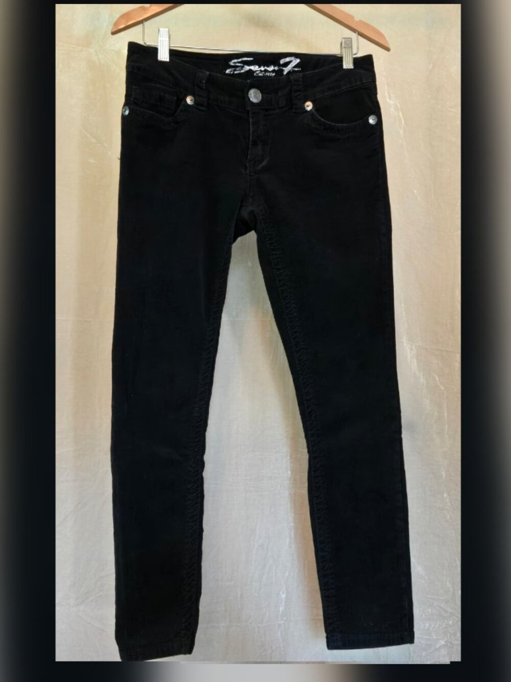 Seven7 Black Corduroy Skinny Pants – Soft Stretch Mid‑Rise Jeans Size 6